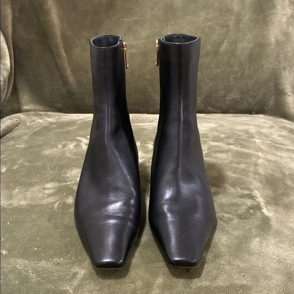 Michael Kors Black Ankle Booties with Gold Zipper